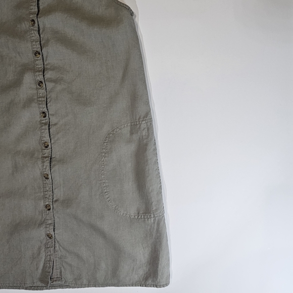 Adrienne Vittadini Linen Dress Womens Medium Olive Green Button Down‎ Mini - Picture 4 of 8